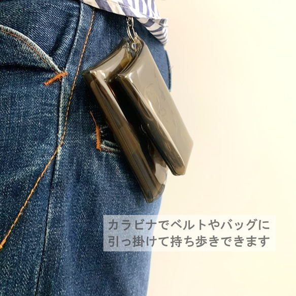 全11色 ナスカンつき ミニ財布 コンパクト財布 クリア 透明｜acp pst Creema店 受注生産 納期2~4週 5枚目の画像