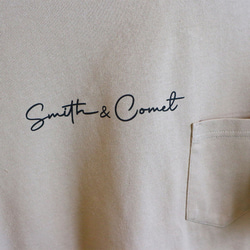 ビッグシルエット　ポケット付半袖Tシャツ　オリジナルロゴデザイン　　ベージュ　　 3枚目の画像