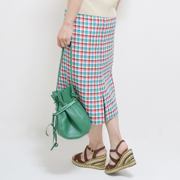 数量限定SALE】レトロなカラフルギンガムチェックのタイトスカート  