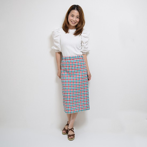 数量限定SALE】レトロなカラフルギンガムチェックのタイトスカート  