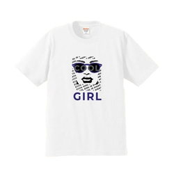 【数量サイズ限定SALE】新作WEEK2021　サングラスGIRL　青紫　シルクスクリーンプリント半袖Tシャツ 1枚目の画像