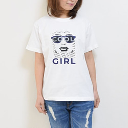 【数量サイズ限定SALE】新作WEEK2021　サングラスGIRL　青紫　シルクスクリーンプリント半袖Tシャツ 2枚目の画像