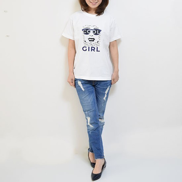 【数量サイズ限定SALE】新作WEEK2021　サングラスGIRL　青紫　シルクスクリーンプリント半袖Tシャツ 3枚目の画像