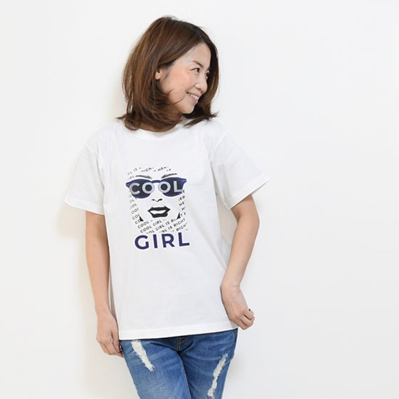 【数量サイズ限定SALE】新作WEEK2021　サングラスGIRL　青紫　シルクスクリーンプリント半袖Tシャツ 4枚目の画像