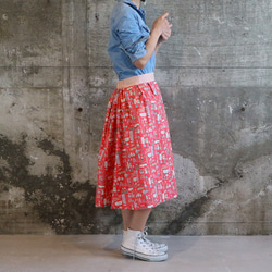 世界旅行　トラベル　2020　東京　フレアスカート　ピンク系　ふんわりスカート　ウェストゴム 1枚目の画像