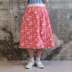 世界旅行　トラベル　2020　東京　フレアスカート　ピンク系　ふんわりスカート　ウェストゴム 5枚目の画像