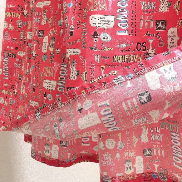 世界旅行　トラベル　2020　東京　フレアスカート　ピンク系　ふんわりスカート　ウェストゴム 7枚目の画像