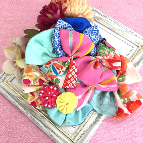 アンティーク着物 レトロモダン 古布のリボン髪飾り ヘッドドレス