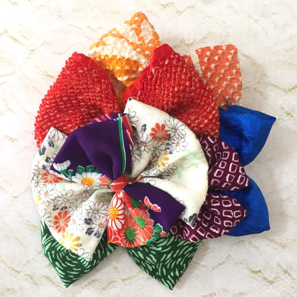 アンティーク着物 レトロモダン 古布のリボン髪飾り ヘッドドレス