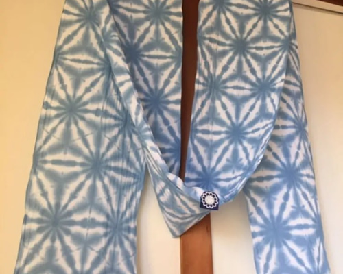 大きな麻の葉〜【藍染】さらしおんぶ&だっこ紐 板絞り スリング