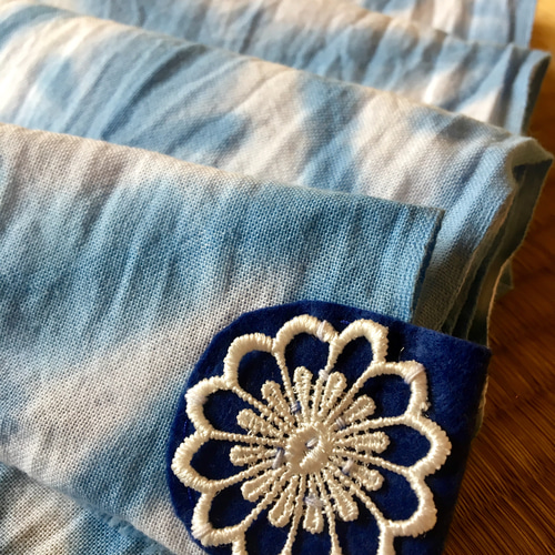 大きな麻の葉〜【藍染】さらしおんぶ&だっこ紐 板絞り スリング