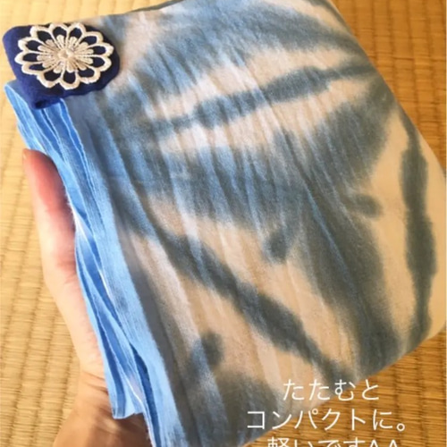 大きな麻の葉〜【藍染】さらしおんぶ&だっこ紐 板絞り スリング