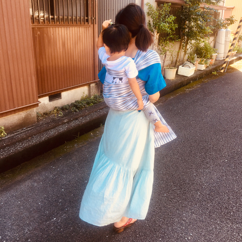 オーダー 手染め 藍染 雪花絞り生地 さらしおんぶ抱っこ紐 小花たち②〜【藍染】さらしおんぶ&だっこ紐 雪花 スリング・抱っこ