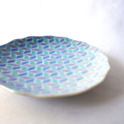 【九谷焼】淡いグラデーションの小皿 2枚セット(紺/藤) 5枚目の画像