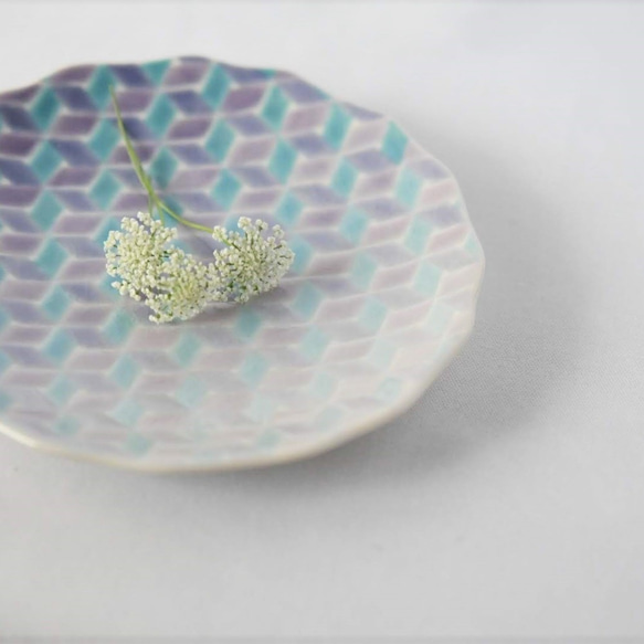 手作り同じ物はありません。青緑グラデーション 丸型皿 2枚セット