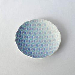 【九谷焼】淡いグラデーションの小皿（紺青） 3枚目の画像