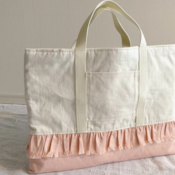 レッスンバッグ（ピンク×チューリップ）/ lesson bag / school bag（pink×tulip） 5枚目の画像