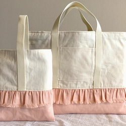 レッスンバッグ（ピンク×チューリップ）/ lesson bag / school bag（pink×tulip） 8枚目の画像