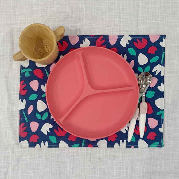 お弁当袋&ランチョンマットセット（ピンク×チューリップ）/ lunch box & place mat set 4枚目の画像