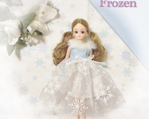 25【フローズン×ファーワンピ】【再販8】リカちゃんワンピース