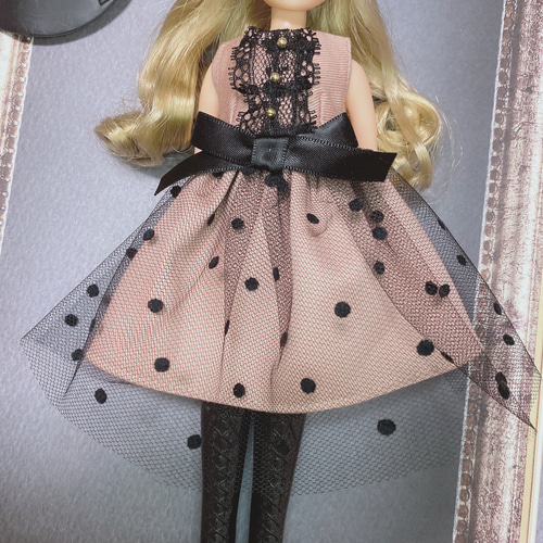 再販1】【くすみピンク×黒ワンピ】リカちゃんワンピース☆ハンドメイド