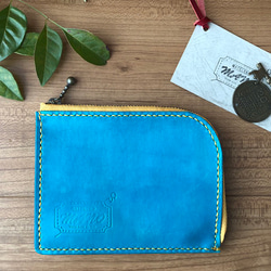 【プレゼントにも最適・小さな財布】晴れ色ブルー ファスナー式財布 マグネット付き 2枚目の画像