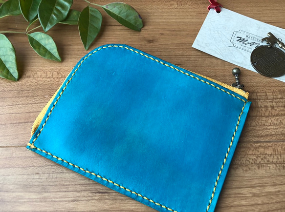 【プレゼントにも最適・小さな財布】晴れ色ブルー ファスナー式財布 マグネット付き 5枚目の画像
