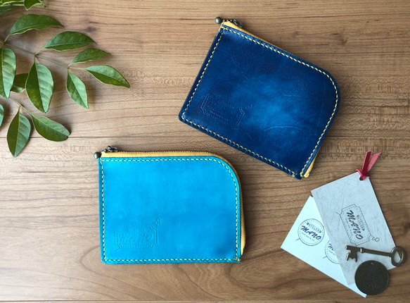 【プレゼントにも最適・小さな財布】晴れ色ブルー ファスナー式財布 マグネット付き 7枚目の画像