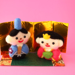 お内裏様とお雛様　３月の飾り物　桃の節句　ひな祭り　羊毛フェルト 2枚目の画像