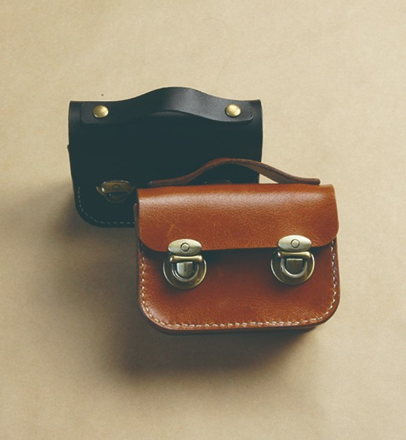 [10％オフ] LeatherworkingHandmade Leather School Bag Purse Brown / 小銭入れ
