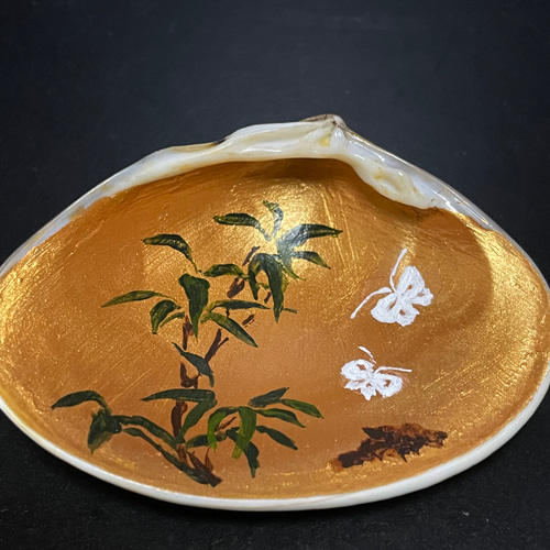 金箔工芸　蛤香合 金箔工芸 蛤香合