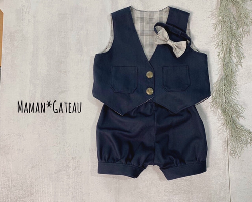 キッズ　ベストとパンツ　セットアップ　ハンドメイド フォーマルセットアップ forキッズ（100サイズ） 子供服 Maman*Gateau