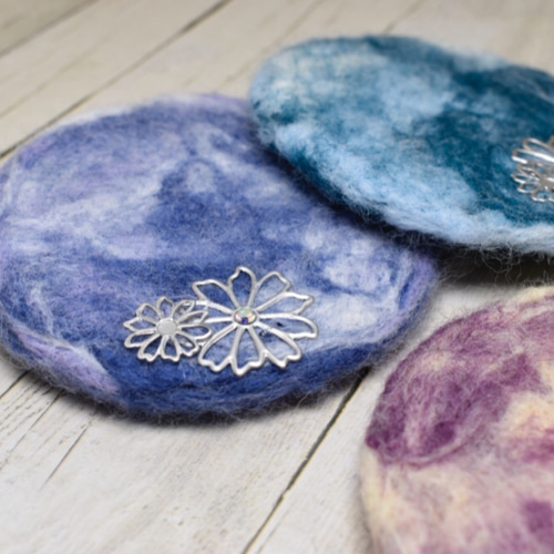 羊毛フェルトコースター マーブル fc-4 その他キッチン小物 RE：work  