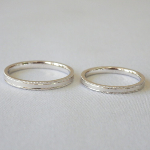 結婚指輪セット Pt900 ミル打ちリング ツヤ消し 指輪・リング