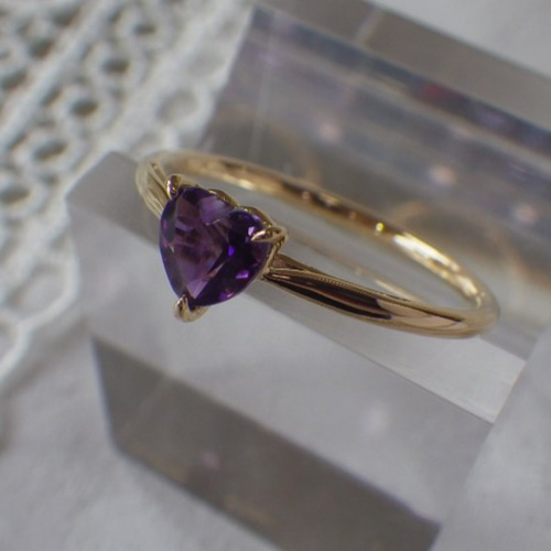 K18YG ハートシェイプリング いろいろな色石 指輪・リング ジュエリー