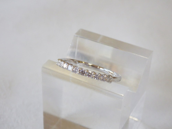 結婚指輪セット　Pt900　甲丸リング・Pt950　エタニティリング　０．２ｃｔ 3枚目の画像