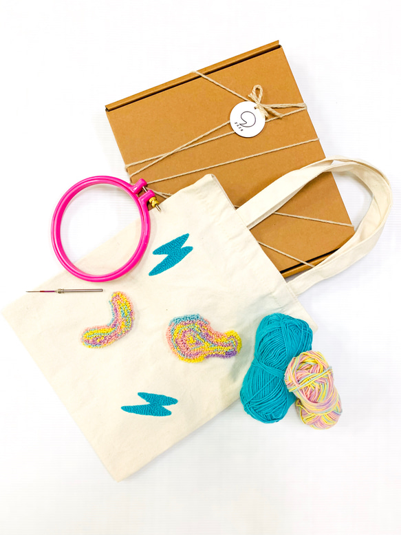 刺しゅう刺繍ツールキットパンチ針キットライトニングキャンバスバッグ 2枚目の画像