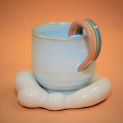 虹の取手のコーヒーカップ＆雲のソーサー マグカップ ミネオクラフト