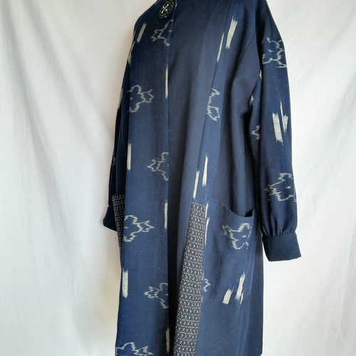 久留米絣 くるめがすり 藍染 木綿 古布 絣 スプリングコート