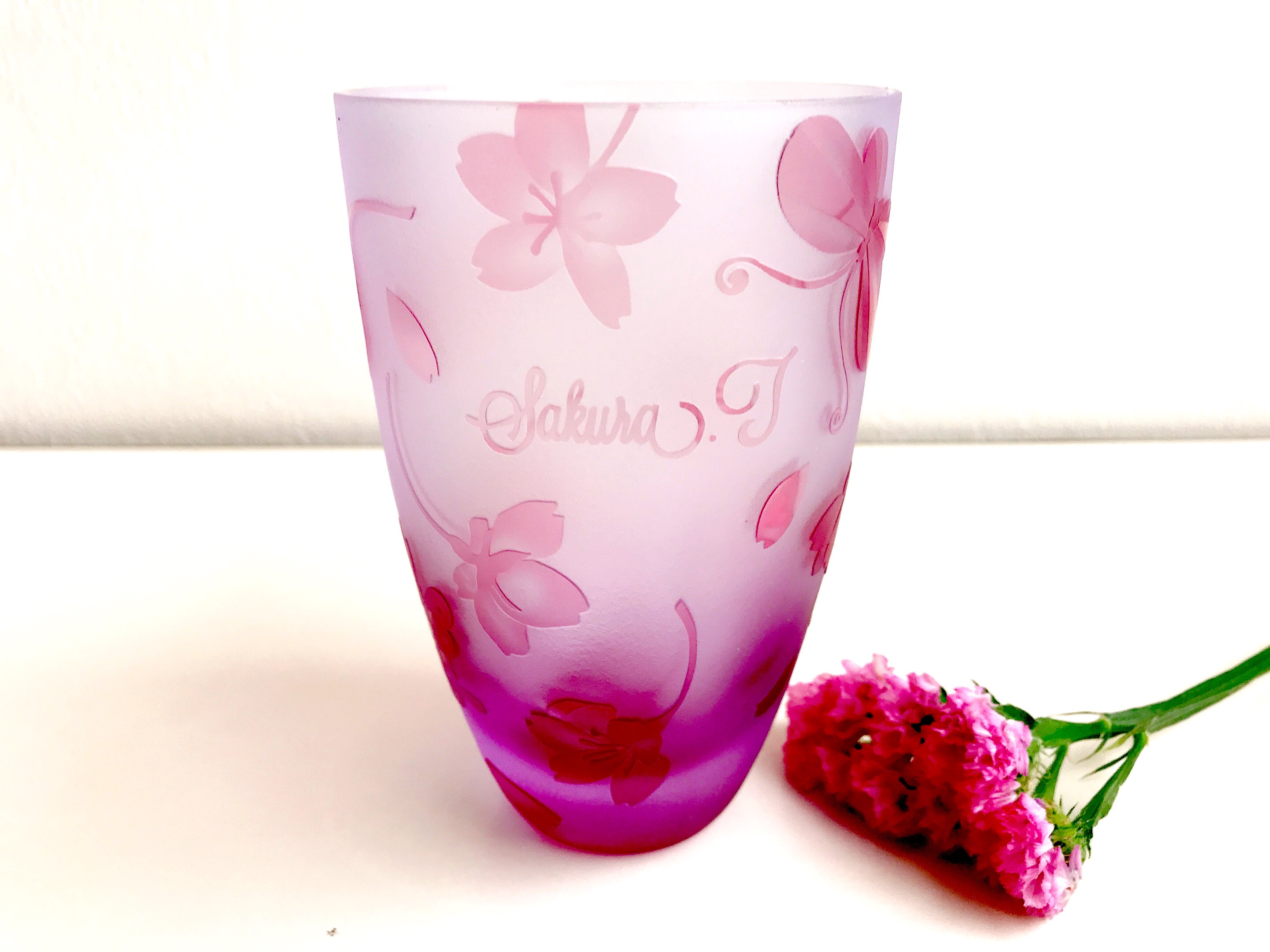 桜散るグラス。Creema限定。残り2個再販なしのお品ですので特別な贈り物へ
