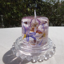 【受注制作】花露キャンドル(リューココリーネとレースフラワー)薄紫 2枚目の画像