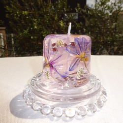【受注制作】花露キャンドル(リューココリーネとレースフラワー)薄紫 3枚目の画像