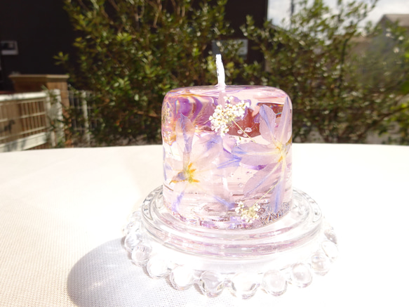 【受注制作】花露キャンドル(リューココリーネとレースフラワー)薄紫 6枚目の画像