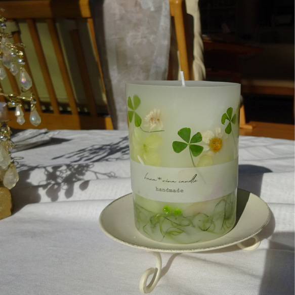 キャンドル hana 受注製作】ボタニカルキャンドル(幸せの四つ葉のクローバー