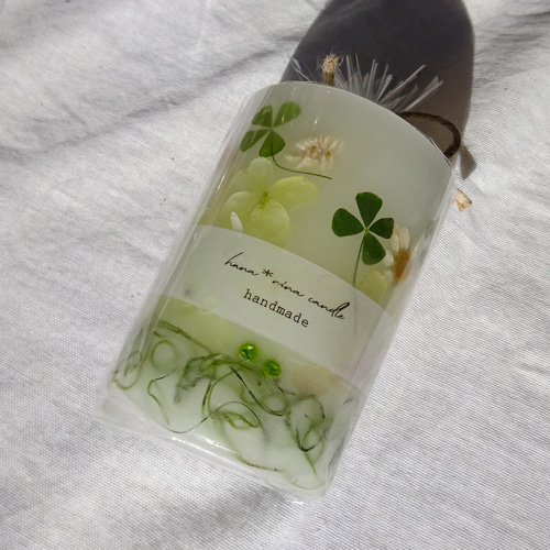 受注製作】ボタニカルキャンドル(幸せの四つ葉のクローバー