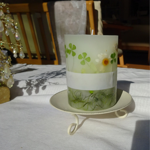 受注製作】ボタニカルキャンドル(幸せの四つ葉のクローバー