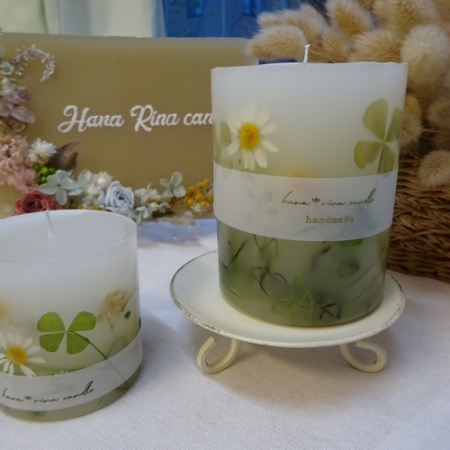 受注製作】ボタニカルキャンドル(幸せの四つ葉のクローバー