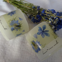 ボタニカルキャンドル(青ニゲラと青紫陽花)Sサイズ 2枚目の画像