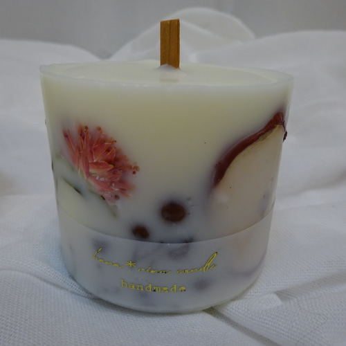 受注制作】灯すとパチパチ音がするリンゴと千日紅のソイボタニカル  