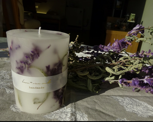 受注制作】ボタニカルキャンドル(アメジストセージ)Mサイズ キャンドル
